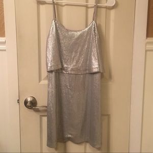Silver sequin mini dress